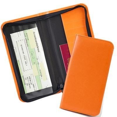 ZIP TRAVEL WALLET with One Clear Transparent Pocket & One Material Pocket with Card Slots
