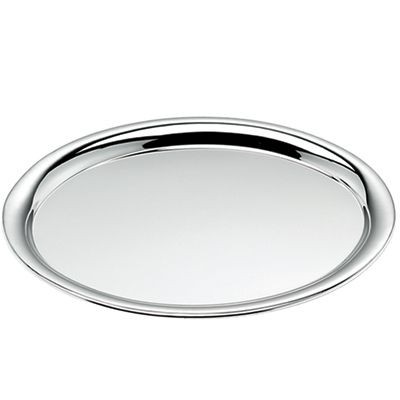 OVAL SILVER CHROME METAL SERVING TRAY