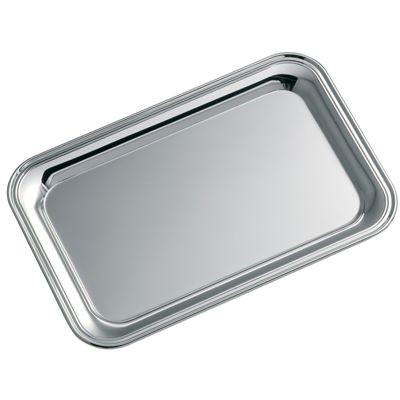 RECTANGULAR SHINY SILVER METAL TRAY