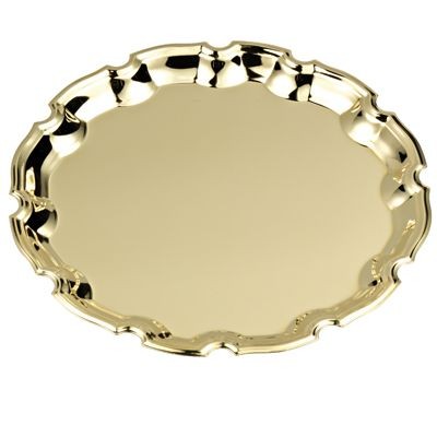 ROUND SHINY SILVER METAL TRAY