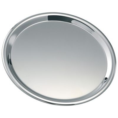 ROUND SILVER CHROME METAL TRAY
