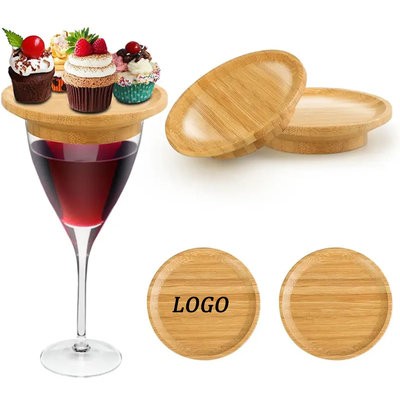 WOOD WINE GLASS LID DESSERT TREAT TRAY