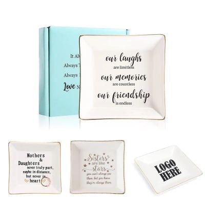 SQUARE CERAMIC POTTERY RING DISH JEWELLERY TRINKET TRAY