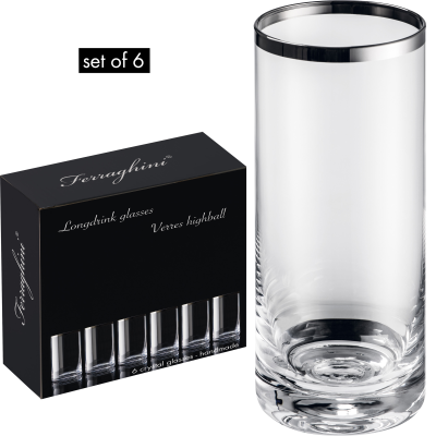 SET OF 6 CRYSTAL LONG DRINK GLASS