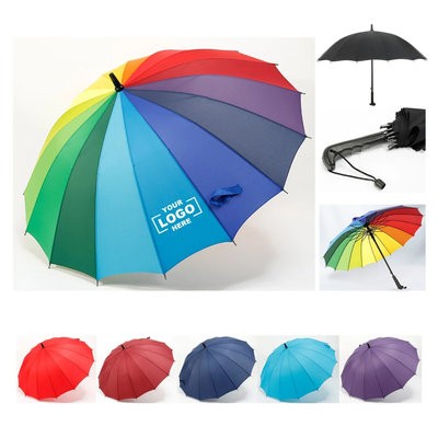 16 RIBS RAINBOW CANOPY UMBRELLA & GOLF UMBRELLA - PROMOTIONAL CORPORATE GIFT
