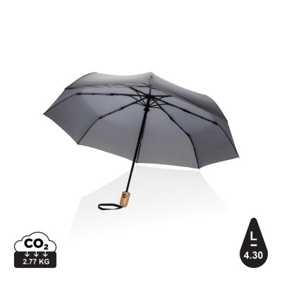 21 INCH IMPACT AWARE™ RPET 190T BAMBOO AUTO OPEN & CLOSE UMBRELLA in Anthracite