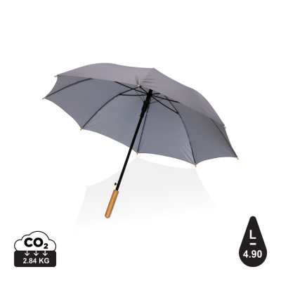 23 INCH IMPACT AWARE™ RPET 190T AUTO OPEN BAMBOO UMBRELLA in Anthracite Grey