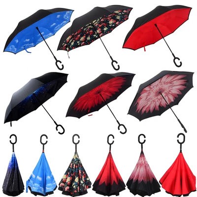 46IN HANDS FREE REVERSE UMBRELLA with C Handle