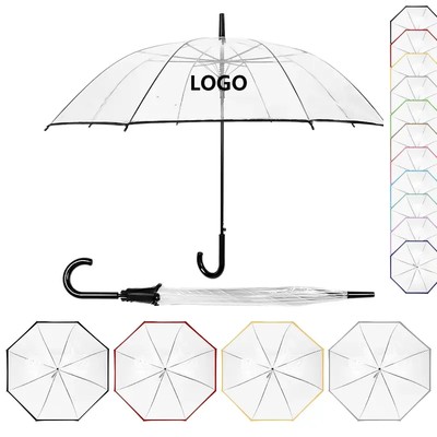 47 INCH ARC CLEAR TRANSPARENT BUBBLE DOME UMBRELLA W & HOOK HANDLE - PROMOTIONAL CORPORATE GIFT