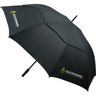 AUTOMATIC OPENING VENTED GOLF UMBRELLA (UK STOCK: ALL BLACK)
