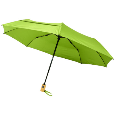 BO 21 INCH FOLDING AUTO OPEN & CLOSE RECYCLED PET UMBRELLA in Lime