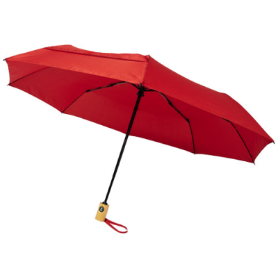 BO 21 INCH FOLDING AUTO OPEN & CLOSE RECYCLED PET UMBRELLA in Red