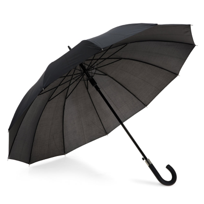 GUIL 12 RIB UMBRELLA in 190T Polyester with Automatic Opening in Black