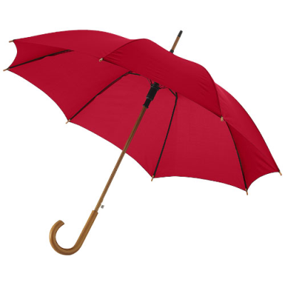 KYLE 23 INCH AUTO OPEN UMBRELLA WOOD SHAFT AND HANDLE in Red