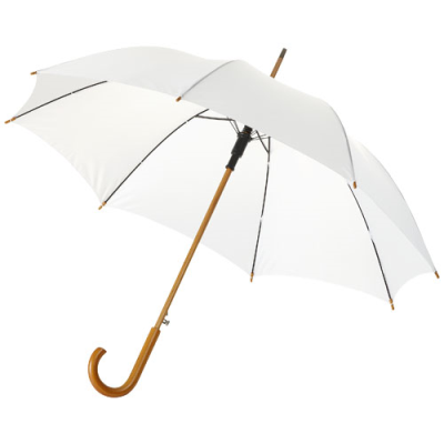 KYLE 23 INCH AUTO OPEN UMBRELLA WOOD SHAFT AND HANDLE in White