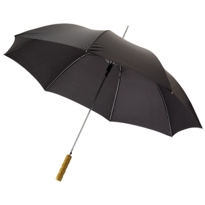 LISA 23 INCH AUTO OPEN UMBRELLA with Wood Handle in Solid Black
