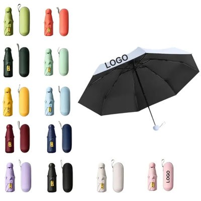 MINI FOLDING COMPACT TRAVEL UMBRELLA with Case