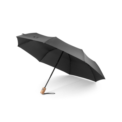 RIVER TELESCOPIC UMBRELLA in 190T Recycled Polyester in Black