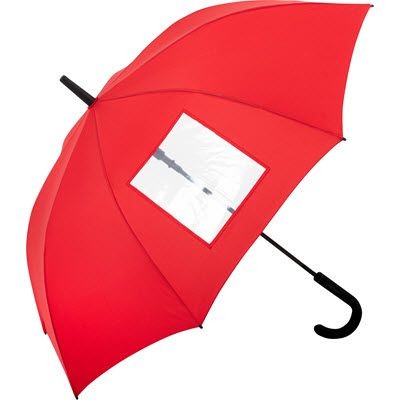 SPECIAL AUTOMATIC REGULAR UMBRELLA with Clear Transparent Window in Red