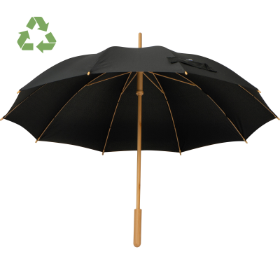 STICK UMBRELLA with Bamboo Handle in Black 