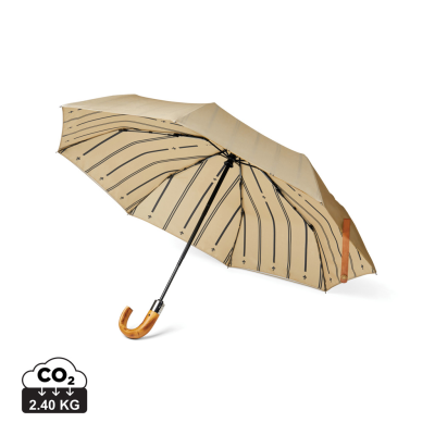 VINGA BOSLER AWARE™ RECYCLED PET 21 INCH FOLDING UMBRELLA in Beige