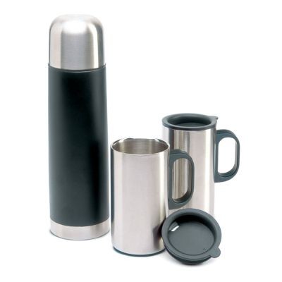 INSULATION FLASK with 2 Mug Set in Black