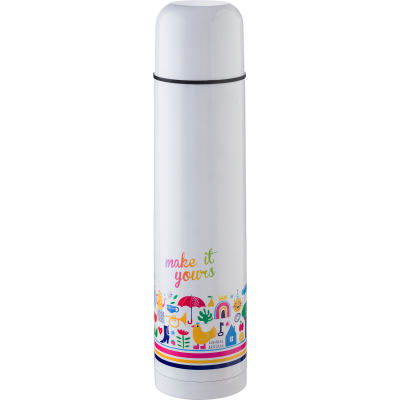 STAINLESS STEEL METAL DOUBLE WALLED VACUUM FLASK (1000ML) in White