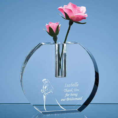 12CM OPTICAL CRYSTAL ROUND BUD VASE