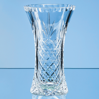 19CM LEAD CRYSTAL PANELLED FLARED VASE