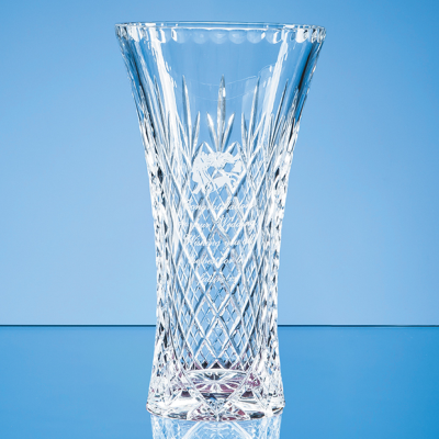 25,5CM LEAD CRYSTAL PANELLED FLARED VASE