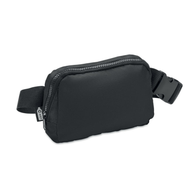300D RPET POLYESTER WAIST BAG in Black
