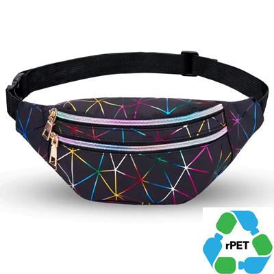 TWO ZIPPER RPET RECYCLED 600D POLYESTER CUSTOM SUBLIMATION FANNY PACK