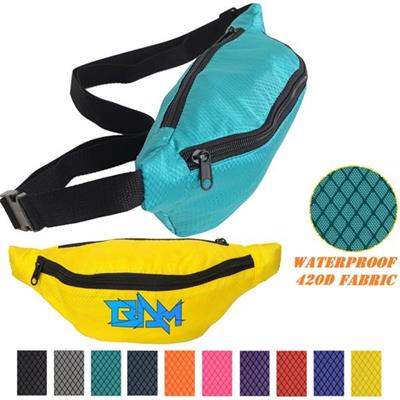 WATERPROOF RIPSTOP WAIST FANNY PACK with 2 Zippers, 13 Inch W x 6 Inch H