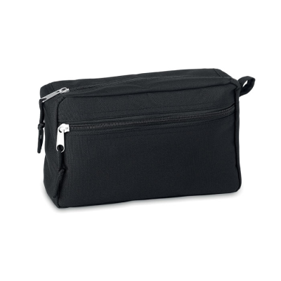 600D RPET WASH BAG in Black