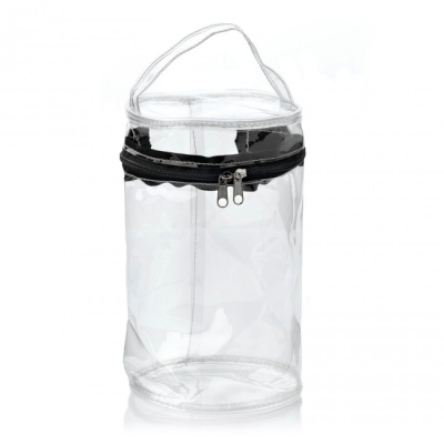 CLEAR TRANSPARENT PVC ROUND ZIPPERED TOILETRY BAG