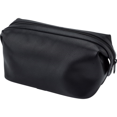 LEATHER TOILETRY BAG in Black