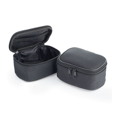 MINI BLACK DOUBLE ZIPPERED WASH BAG