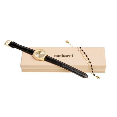 SET CACHAREL BLACK (WATCH & BRACELET)