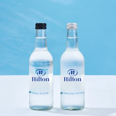 PREMIUM 330ML STILL NATURAL SPRING BRANDED GLASS WATER BOTTLE