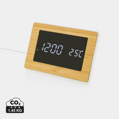 UTAH RCS RECYCLED PLASTIC AND BAMBOO LED CLOCK in Brown