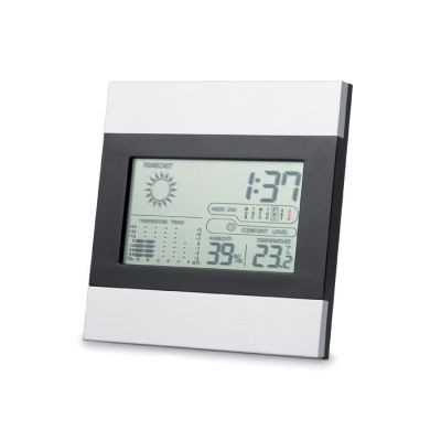 WEATHER STATION AND CLOCK in Silver