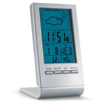 WEATHER STATION with Blue LCD in Silver