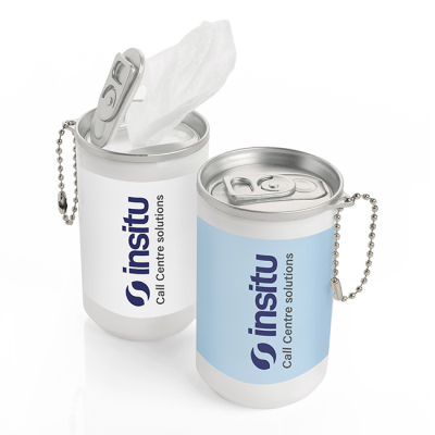 30 ANTIBACTERIAL WET WIPE TISSUE PACK in a Mini White Tub