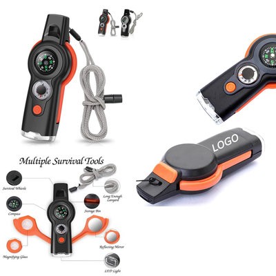 7-IN-1 MULTI-PURPOSE SURVIVAL MULTIFUNCTION SAFETY WHISTLE