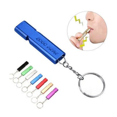EMERGENCY SURVIVAL DOUBLE TUBE WHISTLE KEYRING CHAIN