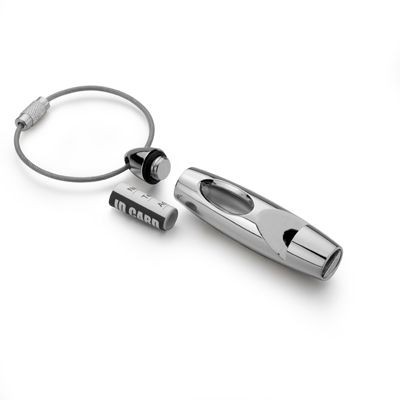 WHISTLE PILL HOLDER METAL KEYRING in Silver