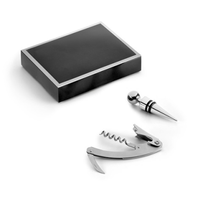 BARREL ZINC AND STAINLESS STEEL METAL WINE SET