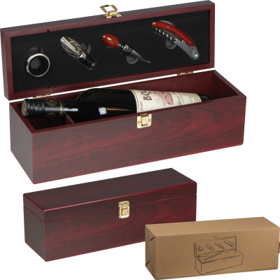 WINE BAR SET in Wood Presentation Box