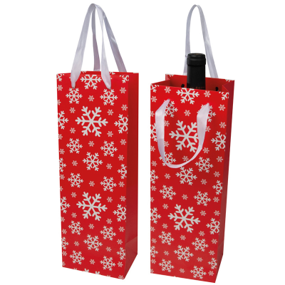 WINE BAG in Christmas Design in Red 