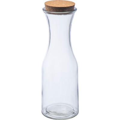 GLASS CARAFE with Cork Lid in Clear Transparent 